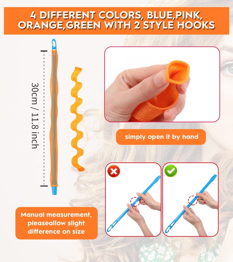YEVYO 42 Pieces Heatless Waves Hair Curler, No Heat Damage Wavy Hair Curlers With 2 Sets Of Styling Hooks, Heatless Curls For Women Girls Long Medium Short Hair(4 Colors,30Cm/ 11.8"") - Image 4